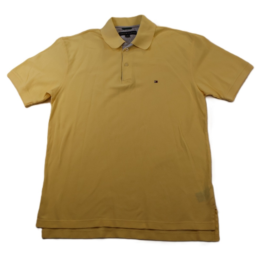 Tommy‎ Hilfiger Mens M Polo Shirt Yellow Short Sleeve Cotton Pique Logo Classic